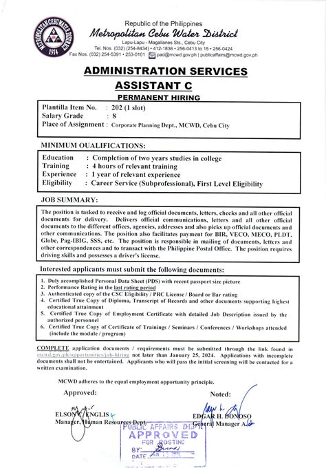 mcwd hiring 2024|Job vacancy, for .